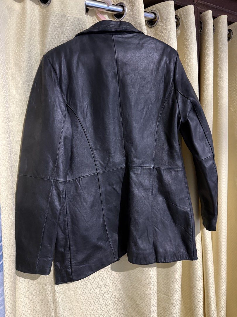 Wilsons Leather Studio Black Leather Jacket Size S (Category: Coats, Jackets and Outerwear) located in Quezon City. Submitted by m.angelaaa (Listing ID 1461101889, Image 2). Description: - Classic black leather jacket - Brand: Wilsons Leather Studio - Style: Button-up front, tailored fit - Perfect for cooler weather - Size: S - Origin: Crafted in China.