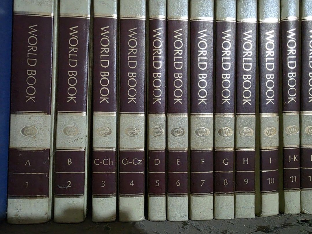 World Book Encyclopedia Complete Set (Category: Assessment Books) located in Manila. Submitted by williame.williame (Listing ID 1460927549, Image 3). Description: For book collectors! My personal owned World Book Encyclopedia set. 1985 edition. Slight browning or discoloration of pages, bur all books are in great condition and preserved. c Complete from A-Z and Research Guide/Index. See actual pictures. Price: Php10,000.00 no breaking of set, sel