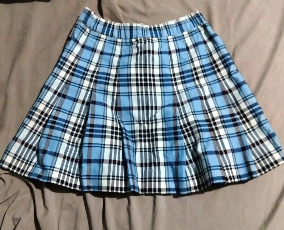 y2K Blue Plaid Pleated Mini Skirt (Category: Skirts) located in Manila. Submitted by arissamanuel31 (Listing ID 1461043502, Image 1). Description: Cute blue plaid pleated skirt. Elastic waistband for a comfy fit. Great for a casual or preppy look. Easy to style with tops and shoes. Perfect for everyday wear or for a themed outfit..
