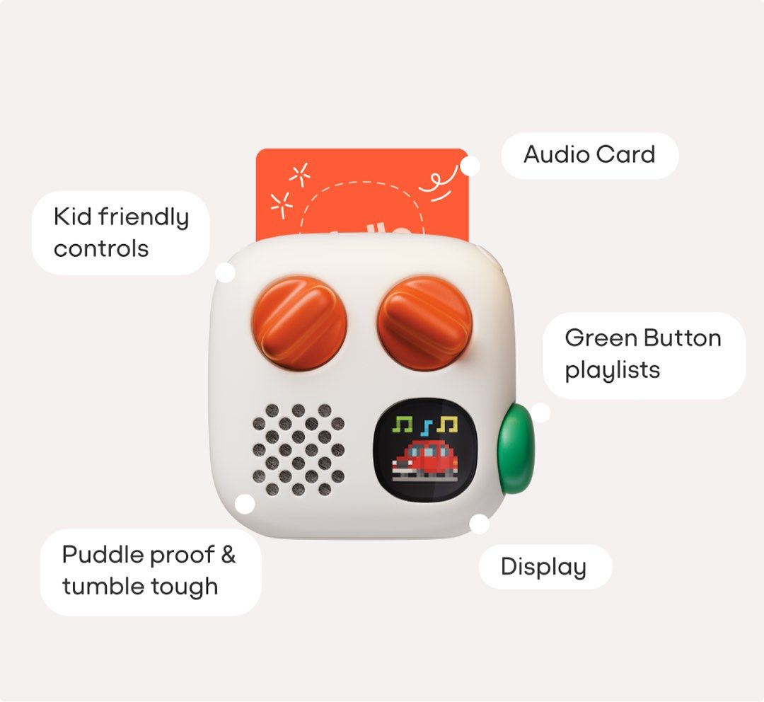Yoto Mini 4th Gen (Preorder) (Category: Infant Playtime) located in Naga. Submitted by kaorisfairy (Listing ID 1460976037, Image 2). Description: Availability: October 21 - Interactive audio player for kids - Plays stories and music via audio cards - Big orange knobs for easy, kid-friendly controls - Features a display screen and playlist button - Puddle proof and tumble tough design - Grown-ups can curate playlists using the Yoto App.