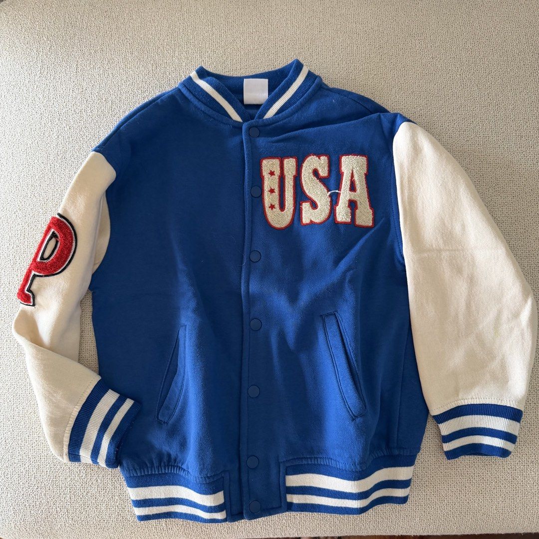 Zara blue varsity jacket (Category: Babies & Kids Fashion) located in Quezon City. Submitted by shyllemercado (Listing ID 1460934177, Image 1). Description: .