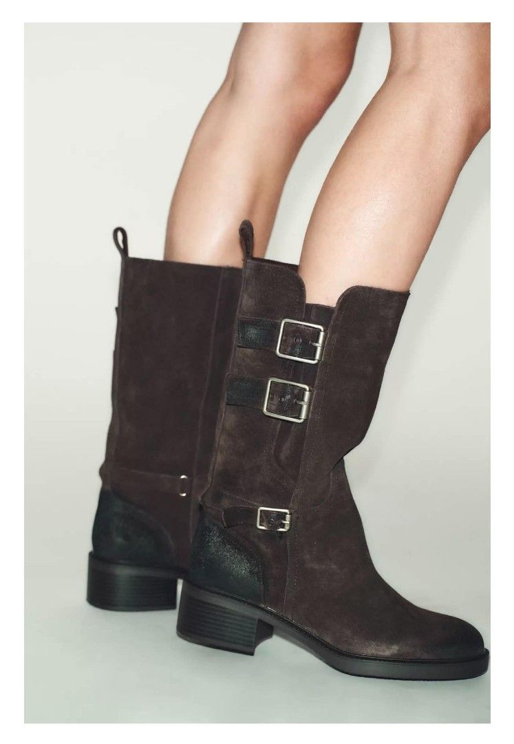 Zara Buckled Split Suede Ankle Boots (Category: Boots) located in Mandaluyong City. Submitted by luckyhorse.0e5c89 (Listing ID 1460947091, Image 1). Description: size 42 100% Cow Leather.