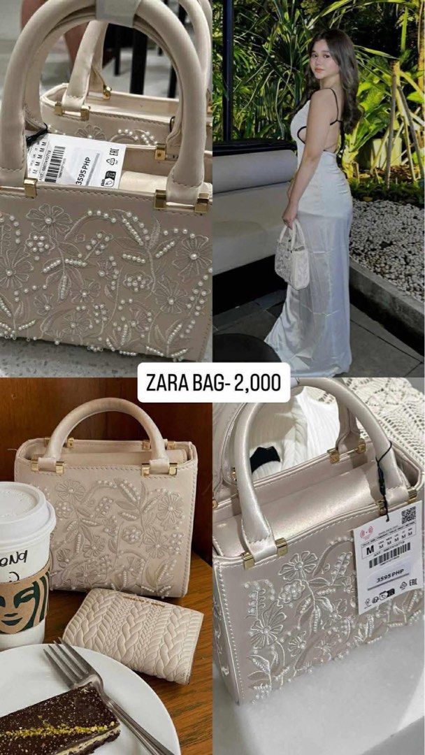 Zara Embroidered Top Handle Bag (Category: Shoulder Bags) located in Manila. Submitted by luckyeagle-6f71 (Listing ID 1461009805, Image 1). Description: - Cute Zara bag with beautiful floral embroidery - Features top handles for easy carrying - Includes a detachable chain strap for versatile styling - Embroidery is detailed with beads and threadwork - Ideal for evening events or special occasions - Original tag price: 35.95 PHP.