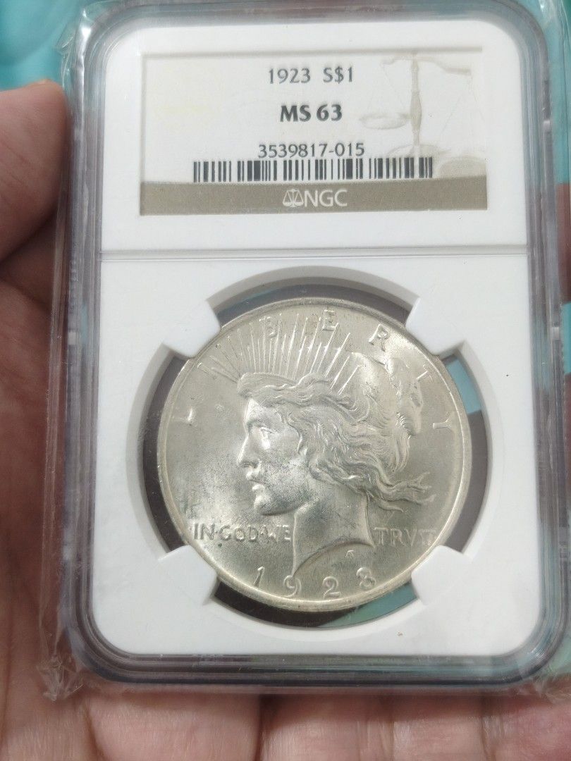 1923 PEACE DOLLAR MS63 NGC GRADED SILVER COIN (Category: Currency) located in Magalang. Submitted by numis_nova.888 (Listing ID 1461243848, Image 1). Description: .