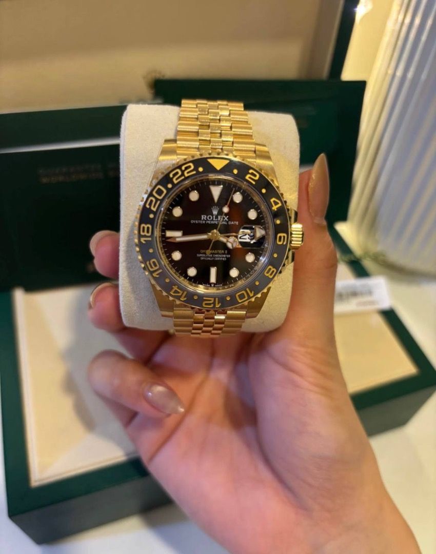 2025 Rolex GMT-Master ll 40mm (Category: Luxury Watches) located in Caloocan City. Submitted by item_anna00 (Listing ID 1461264158, Image 2). Description: 2025 ROLEX GMT-MASTER 40mm (Yellow gold) GUINNESS (Jubilee) Ref. 126718GRNR LIKE NEW|COMPLETE SET WARRANTY VALID UNTIL 2030.
