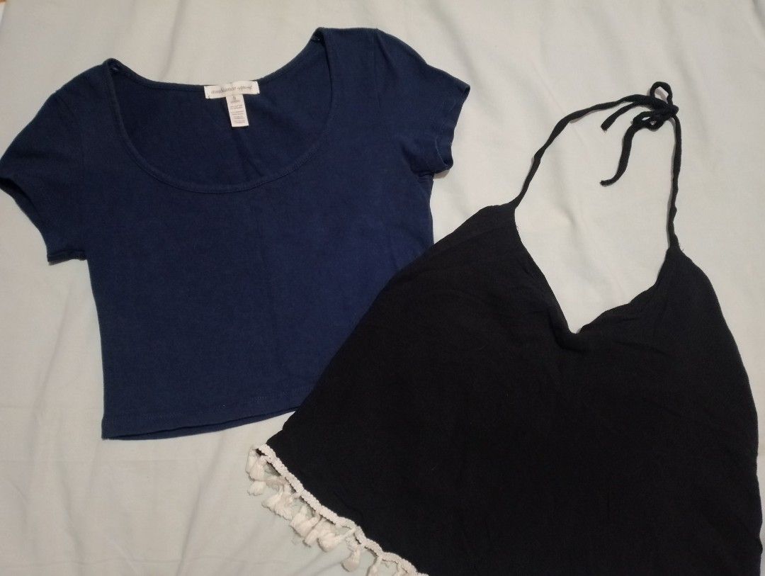 (2 for 80) Crop Top & Black Halter Top Bundle (Category: Sleeveless) located in Manila. Submitted by nievesolanna (Listing ID 1461286640, Image 1). Description: sold as set only. 2 for 80 pesos. LOC: SAMPALOC, MANILA.