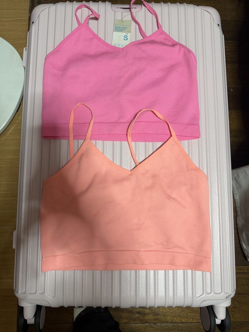 2x Ribbed Crop Tops - Pink & Peach (Category: Others Tops) located in Manila. Submitted by mongosoleigh (Listing ID 1461271102, Image 1). Description: - Set of 2 ribbed crop tops - Colors: Bright Pink & Peachy Coral - Features: Thin spaghetti straps, V-neckline - Material: Stretchy and comfortable - Versatile: Great for layering or wearing alone - Ideal for: Casual wear, workouts, everyday comfort.