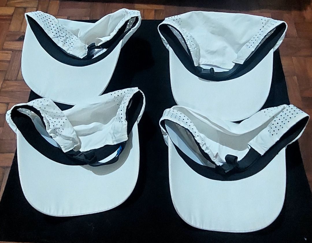 5-panel Running & Outdoor - White Caps (Category: Caps & Hats) located in Legazpi City. Submitted by street_uniform (Listing ID 1461294056, Image 2). Description: - 280 each - Features a blue logo on the front - Perforated sides for enhanced breathability - Black inner band with adjustable buckle strap - Ideal for sports and casual outings - Excellent value for a set of four.