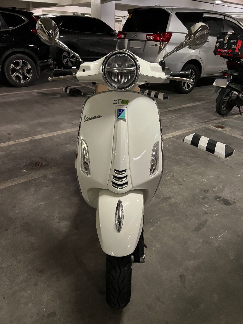 🛵 2023 Vespa Primavera 150 (Category: Other Motorcycles Parts and Accessories) located in Taguig. Submitted by leemenghsien (Listing ID 1461189532, Image 3). Description: 🛵 2023 Vespa Primavera 150 | White Plate: 520*** (520 = "I Love You" in Chinese numerology — a lucky, memorable plate!) Location: Two Serendra, BGC Personal use only, purchased August 2023. Always parked indoor, rarely used, well maintained, and no scratches. Details: 1. Milea