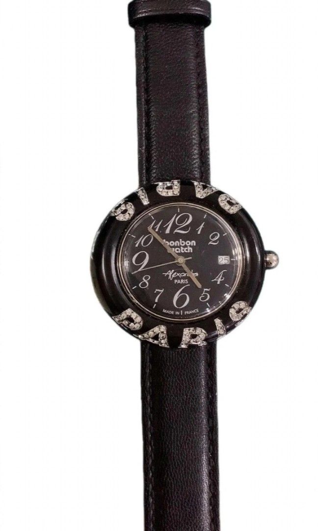 ✨ Bonbon Paris watch by Alexandra (Category: Women's Watches) located in Santa Rosa. Submitted by leShoppe (Listing ID 1461228756, Image 1). Description: ⌚rare style ⌚Founded in 1989 by French designer Alexandra Pisarz, Bonbon Watch is famous for its playful, candy-style fashion aesthetics using acrylic/resin cases and authentic Swarovski crystals. 🗝️complete💎 ✨ SWISS Quartz 🗝️signs of used🗝️ changed strap(I'll include old strap upon purchase