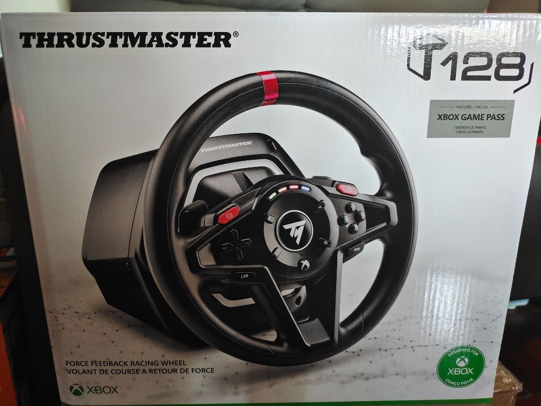 全新 Thrustmaster T128 賽車方向盤 (Xbox/PC版) Thrustmaster T128 Racing Wheel for Xbox and PC Forza （分類：手掣）位於 Hong Kong。 由 yykkuu 提交（商品編號 1461175521，圖片 2）。簡介： brand new, 行貨冇單，私保三天 連一個月 xbox game pass ultimate Force feedback racing wheel. Designed for Xbox Series X/S, Xbox One, and Windows 10/11. Includes 1 month Xbox Game Pass Ultimate. Great for racing games. trade at MTR 。