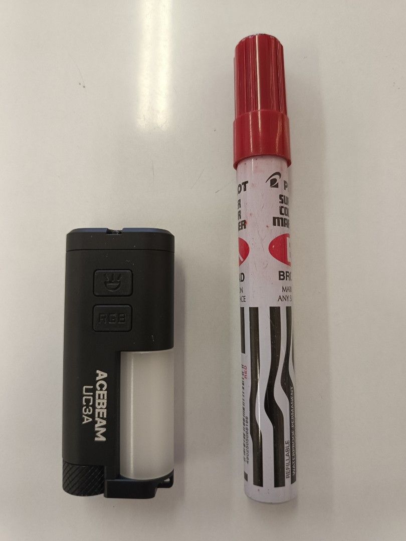 Acebeam UC3A Compact Multi-Color EDC Flashlight 900 Lumens (Category: Hiking & Camping) located in Bacolod City. Submitted by viclawrence (Listing ID 1461202782, Image 3). Description: - Acebeam UC3A Flashlight - Powerful 900 lumens white LED - 270-degree visible RGB auxiliary light - Compatible with AAA batteries (replaceable) - USB rechargeable (cable included) - Includes warranty card and user manual.