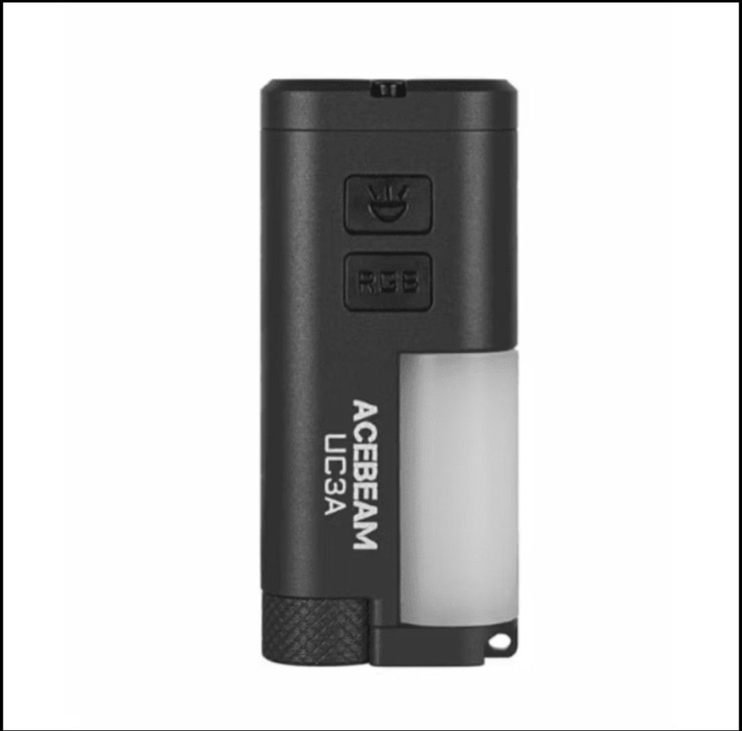 Acebeam UC3A Compact Multi-Color EDC Flashlight 900 Lumens (Category: Hiking & Camping) located in Bacolod City. Submitted by viclawrence (Listing ID 1461202782, Image 1). Description: - Acebeam UC3A Flashlight - Powerful 900 lumens white LED - 270-degree visible RGB auxiliary light - Compatible with AAA batteries (replaceable) - USB rechargeable (cable included) - Includes warranty card and user manual.