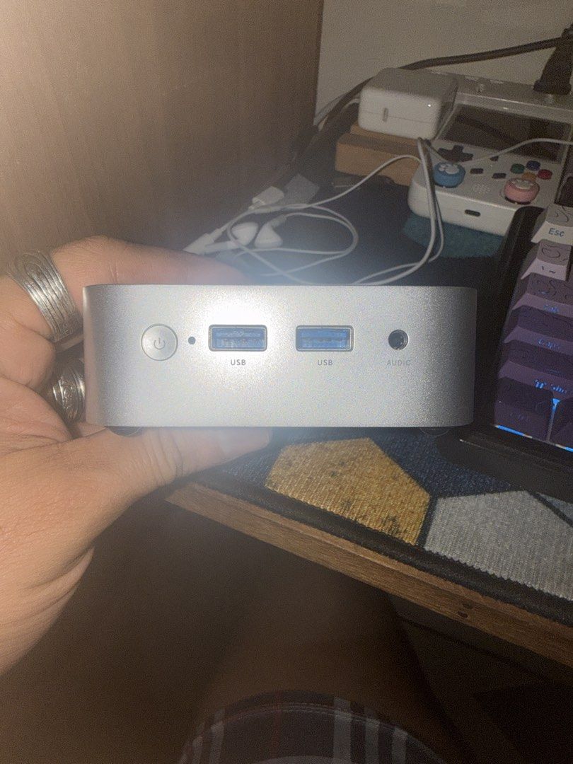 ACEMAGIC Mini PC Intel Inside (Category: Desktops) located in Manila. Submitted by jed_jireh (Listing ID 1461217318, Image 2). Description: - ACEMAGIC Mini PC with Intel Processor - Versatile Display Outputs: HDMI and DisplayPort - Convenient Connectivity: 2 USB ports on front, 2 USB ports on back - Audio Jack for sound output - DC Power Input - Compact and Powerful Design - Ideal for everyday tasks and entertainment.