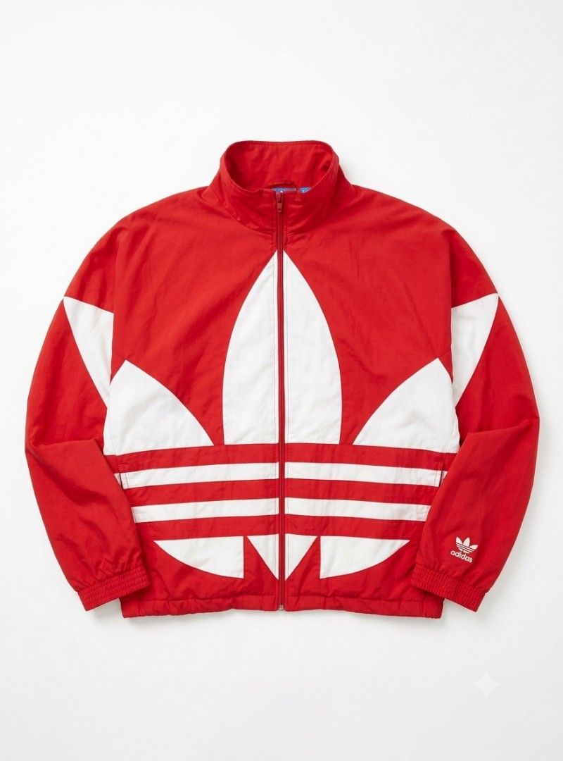 ADIDAS 2 TONE TREFOIL JACKET (Category: Coats, Jackets and Outerwear) located in Manila. Submitted by haul0fhauls (Listing ID 1461323315, Image 2). Description: size medium on tag no major issues need wash due to storage may mga itim2 lang sa trefoil na part pero color rate condition 9/10 loose and fair condition sa cuffs kayo na mag pasikip.