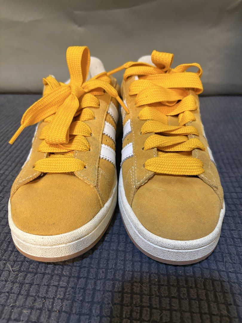 Adidas Campus Yellow Suede Sneakers (Category: Sneakers) located in Quezon City. Submitted by keimanalad (Listing ID 1461189301, Image 1). Description: - Yellow Adidas Campus sneakers - Suede material with iconic white stripes - Classic lace-up closure - Comes with white shoe lace - Durable gum sole - Made in Vietnam - Size: 5 US Women’s (Pero I’m size 7 kasya sakin-24.5cm ako) rfs: Decluttering No box Loc: Taguig No meet ups Courier will be shou