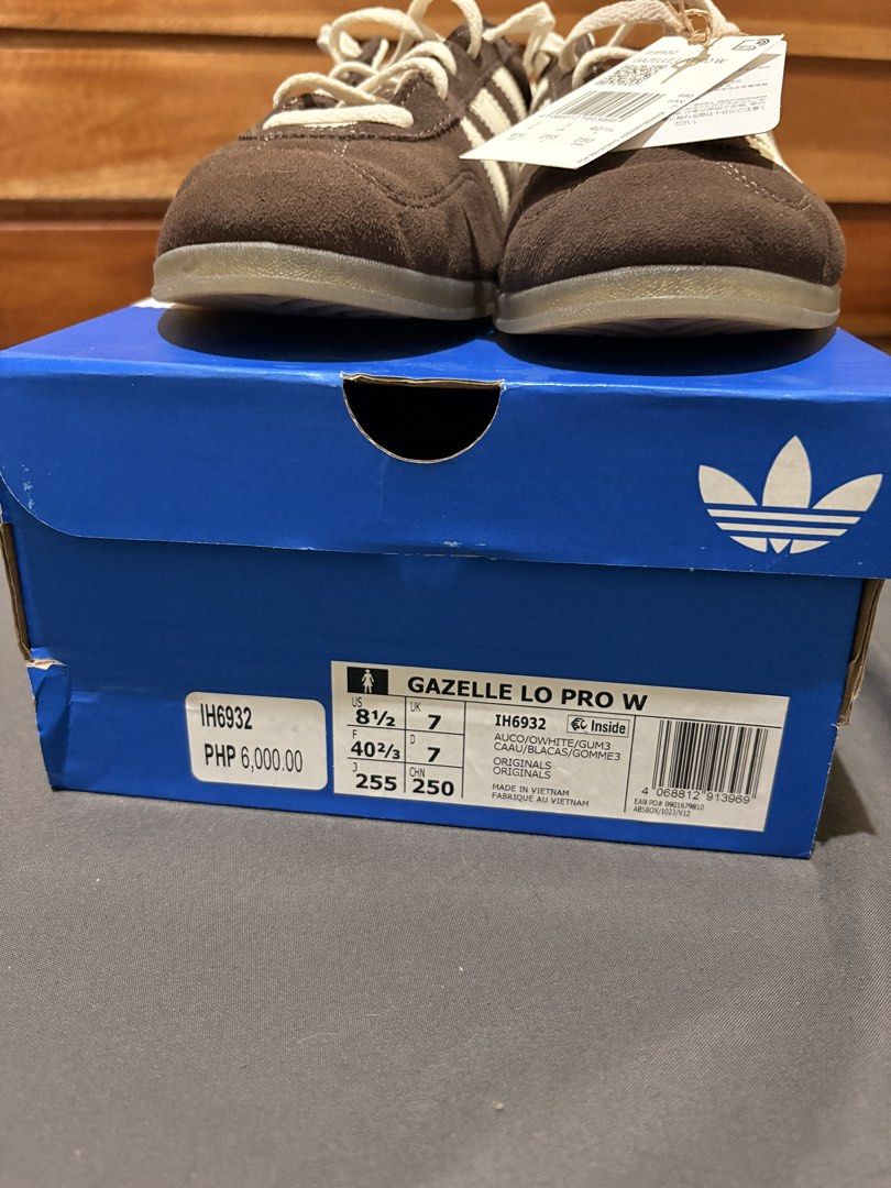 Adidas Gazelle Lo Pro W (Category: Casual Shoes) located in Las Pinas. Submitted by loscarherrera_ (Listing ID 1461224135, Image 2). Description: adidas Gazelle Lo Pro W — White/Black/Gum • Condition: Brand New • Authenticity: Original / Authentic • Comes with: Original box • Size: US Women’s 8.5 / UK 7 / EU 40 ⅔ • Colorway: White / Black / Gum • Style Code: IH6932 • Original Price: ₱6,000 • Selling Price: ₱5,000.
