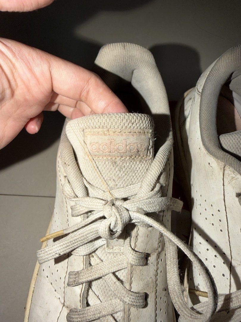 Adidas White Sneakers (Category: Sneakers) located in Caloocan City. Submitted by lorineeee (Listing ID 1461243304, Image 2). Description: - original adidas shoes - slightly negotiable - JnT, Lalamove ONLY - needs cleaning (madumi lang because natambak yung shoes but sturdy pa!) - dm for pics! MOD: GCASH payment, GOTyme.