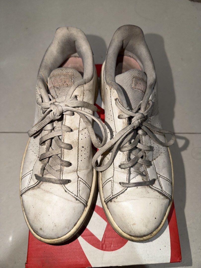 Adidas White Sneakers (Category: Sneakers) located in Caloocan City. Submitted by lorineeee (Listing ID 1461243304, Image 1). Description: - original adidas shoes - slightly negotiable - JnT, Lalamove ONLY - needs cleaning (madumi lang because natambak yung shoes but sturdy pa!) - dm for pics! MOD: GCASH payment, GOTyme.