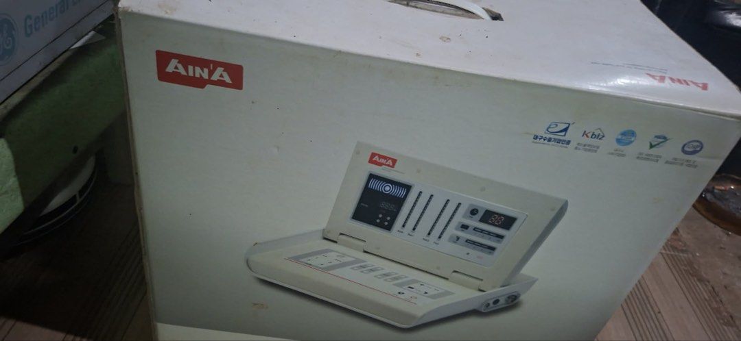 AINA Personal Combination Stimulator Body Massager (Category: Other Sports Equipment and Supplies) located in Manila. Submitted by cdb_22 (Listing ID 1461288131, Image 1). Description: - AINA Personal Combination Stimulator - Includes main unit, foot pads, and various straps - Comes with a convenient carrying bag - Brand new, all items are in the box - Ideal for personal health and wellness Orig Price: 195,000.