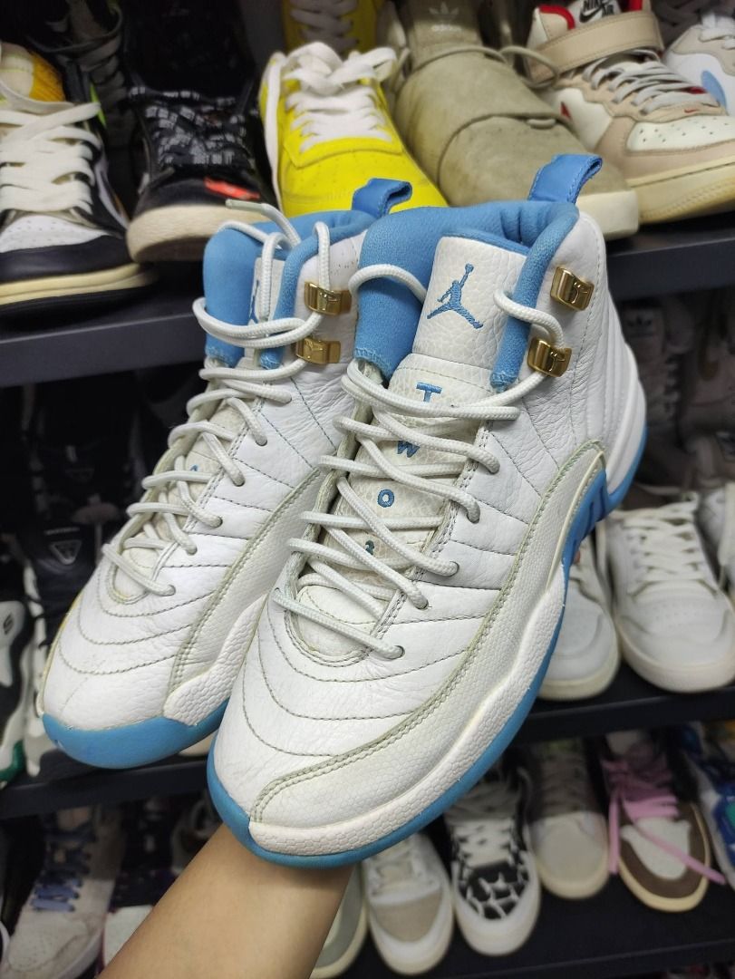 AIR JORDAN 12 RETRO "UNIVERSITY BLUE" (Category: Sneakers) located in Las Pinas. Submitted by w3e_ph_select_shop (Listing ID 1461297061, Image 1). Description: US 5Y EUR 37.5.