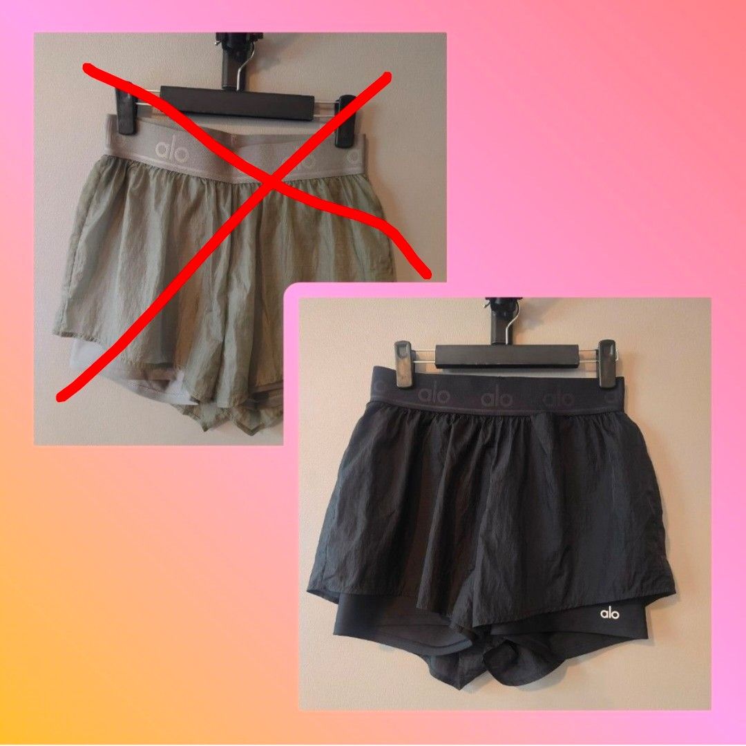 Alo Yoga Running Shorts (Category: Activewear) located in Muntinlupa City. Submitted by cezzy82 (Listing ID 1454787737, Image 1). Description: Black 3200 Gray 2800 - Brand: Alo Yoga - Style: Shorts with built-in briefs - Features: Elastic waistband with Alo logo - Ideal for: Running, workouts - Colors: Black, Gray - Size: Medium (M) - Origin: Made in Vietnam.