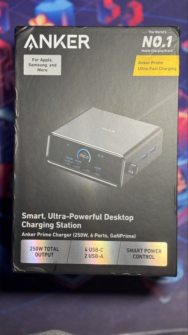 Anker Prime Desktop Charging Station / Desktop Charger (Category: Chargers & Cables) located in Rizal. Submitted by aybannn (Listing ID 1461299863, Image 1). Description: Anker Prime Ultra-Powerful Desktop Charging Station Price is Negotiable, send offers. Antipolo Area Pick up or Shipping Specs: Total Wattage: 250W lil LIVE Input: 100-240V~, 3.5A, 50-60Hz Single-Port Output 1: USB-C1: 9.0V =3.0A, 27.0W / 15.0V=3.0A, 45.0W / 20.0V-5.0A, 100.0W / 