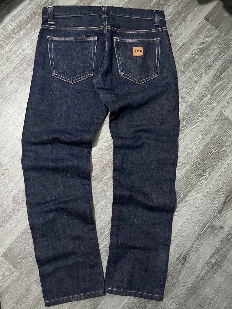 A.P.C. X carhartt collaboration (Category: Jeans) located in Manila. Submitted by jj_thrift (Listing ID 1461250239, Image 3). Description: - Brand: A.P.C. X carhartt - Color: Dark Wash Denim - Fit: Low Rise - Closure: Button Fly - Material: 100% Cotton - Style: Classic five-pocket - Features: Versatile staple piece, great for dressing up or down AS NEW CONDITION (crispy) Button fly Size: 30-32 Length: 38 .