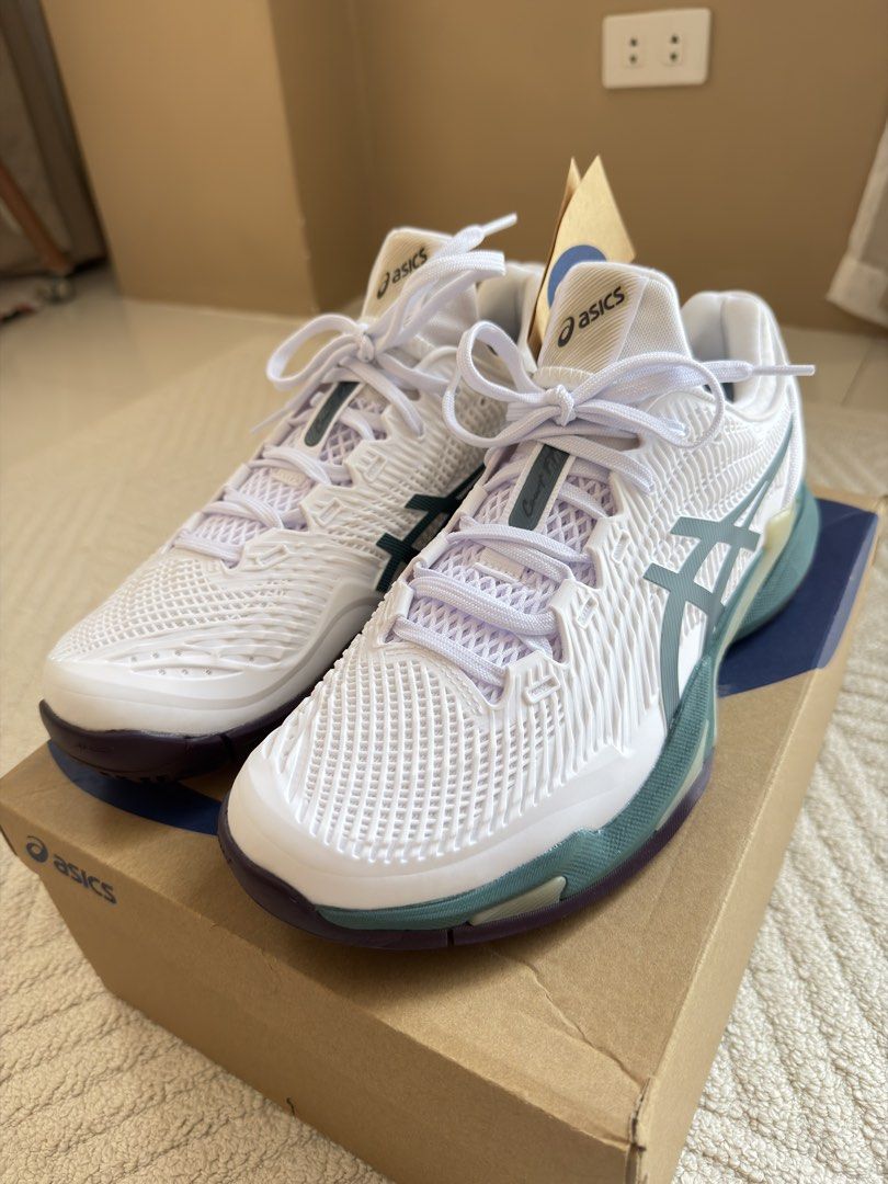 Asics Court FF3 (Category: Sneakers) located in Cagayan de Oro. Submitted by mysucloset (Listing ID 1461159957, Image 1). Description: For sale!! Asics Court FF3 White/Foggy Teal Brandnew SIZE: 11 US/ 10 UK/ EUR 45/ 28.5 cm MEN RFS: Wrong size too big Selling 9.5k only negotiable.
