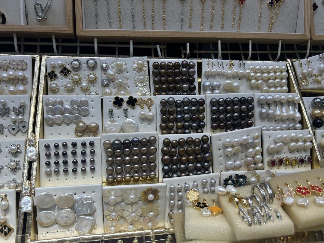 Assorted Pearl and Gemstone Earrings Collection (Category: Earrings) located in Cainta. Submitted by vastrabbit_d4dda6 (Listing ID 1461151960, Image 2). Description: Selling a variety of earrings. Lots of pearl styles, some with gold and silver accents. Also have some with colorful gemstones like green and blue. Different sizes and designs available. Great for matching with different outfits. Check out the photos for all the options..