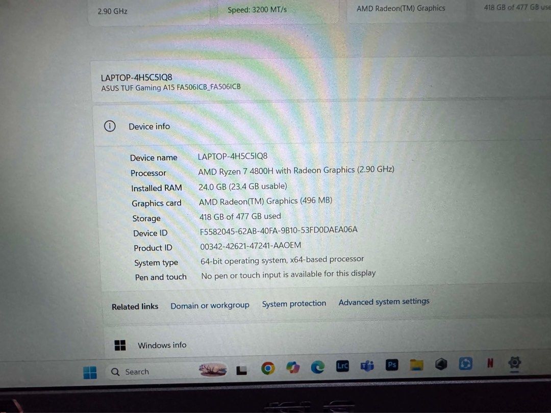 Asus Tuf Gaming A15 (Category: Laptops & Notebooks) located in San Pablo. Submitted by dashbarleta28 (Listing ID 1461189022, Image 3). Description: Specs in the image Comes with asus bag.