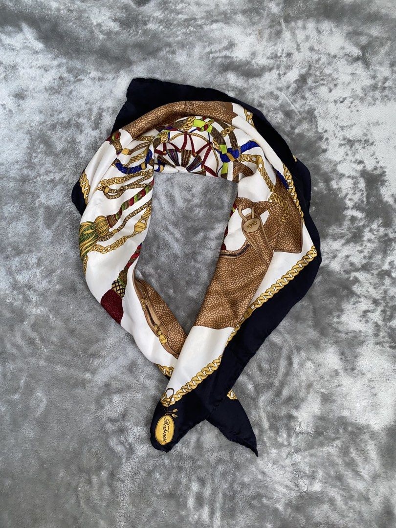 ‘Authentic Rare Vintage Borbonese Silk Scarf’ (Category: Scarves) located in Calamba. Submitted by dreality. (Listing ID 1461258865, Image 1). Description: ‘Authentic Rare Vintage Borbonese Silk Scarf’ Features an elaborate, classic Italian design Made in Italy. - Beautiful Luxury Details! ✨ Size: Width: 35 | Length: 32 ・ Flawless Condition! ・ Color rate: 10/10 ・ Flaw: NONE! 🔖 PRICE: ₱2,000 ONLY!.