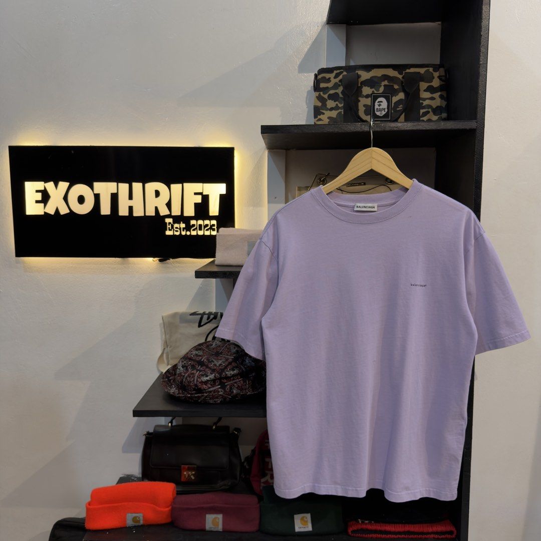 Balenciaga Lavender Shirt (Category: Tshirts & Polo Shirts ) located in Manila. Submitted by jerichomal82553 (Listing ID 1461262662, Image 1). Description: Balenciaga Lavender Shirt 20.5 by 26 Good Condition Complete Tags Minimal Issue (Small Pinhole Minimal Stain).