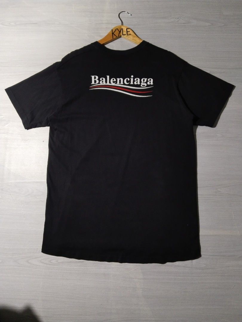 BALENCIAGA POLITICAL CAMPAIGN (Category: Tshirts & Polo Shirts ) located in Digos. Submitted by kyle_curation.ph (Listing ID 1461270404, Image 2). Description: - 20×30 DIMENSION/XS ON TAG - GOOD CONDITION - COLOR RATE 9/10 - ISSUE MINIMAL CRACKPRINTS / CUT TAGS.