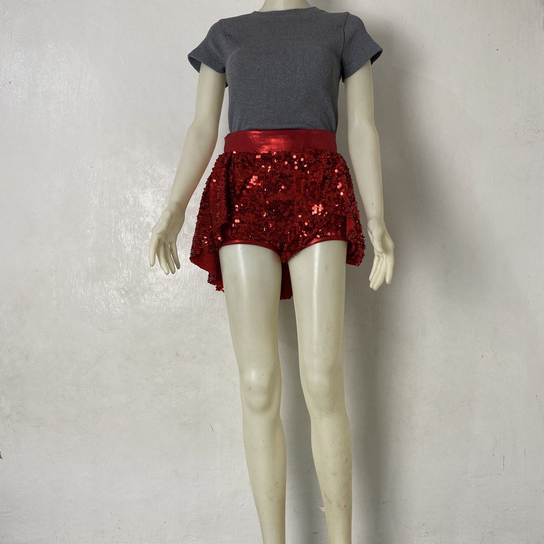 Balera 🌸 | Red Sequin Dance Skirt Briefs (Category: Skirts) located in Bulacan. Submitted by orc.ph (Listing ID 1461248692, Image 2). Description: Balera 🌸 | Red Sequin Dance Skirt Briefs Material Used: Polyester -Metallic Red -Wide Elastic Waistband -Red Sequin -Nude/Beige Interior Brief Liner -Flared -Dancewear -Stage Costume ‎-Size: M-L ‎-Waistline: 26"-30" ‎-Length: 12” ‎-Model: ‘’5’6, Waistline 28- Small to Medium Frame ‎ ‎Pristined Condit