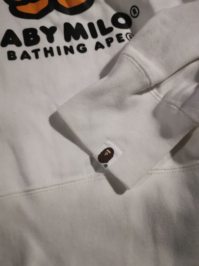 Bape Baby Milo Sweater Mint (Category: Coats, Jackets and Outerwear) located in Manila. Submitted by hb1118 (Listing ID 1461281007, Image 3). Description: - Bape Baby Milo Sweater off white colorwat - used only 3 times - mint like new condition - FW17 - Purchased in Bape Shibuya - Ideal for everyday use or travel.