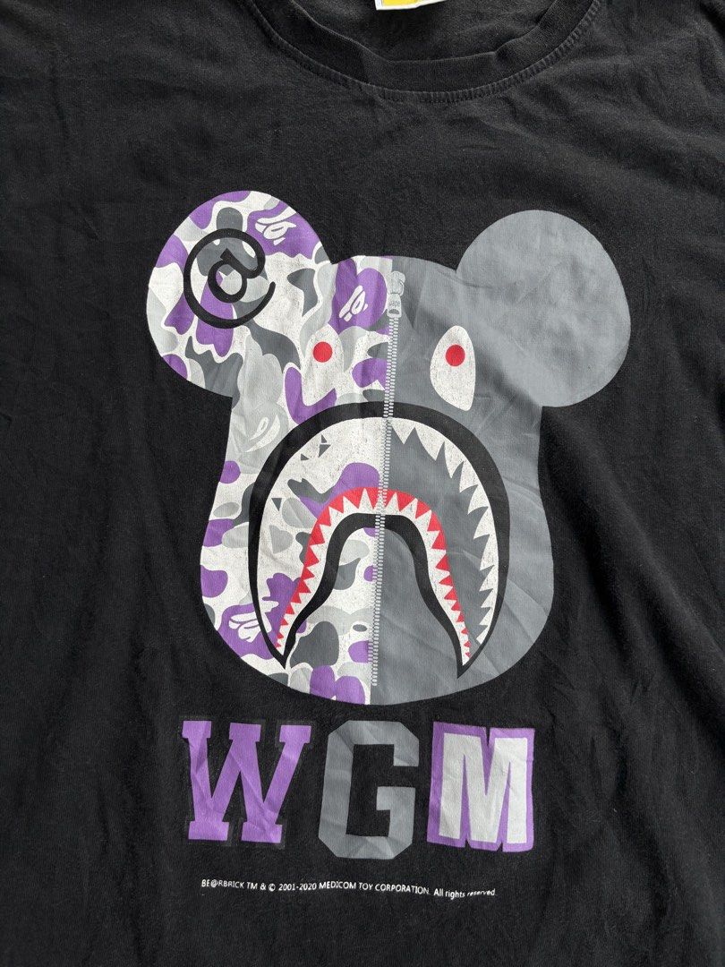 BAPE x BE@RBRICK WGM Tee Black (Category: Tshirts & Polo Shirts ) located in Naga. Submitted by ajrc.shop (Listing ID 1461253285, Image 2). Description: Bape shirt ✅Size: XL ✅Width: 21 ✅Length: 28.5 ✅Color Rate: 9/10 ✅Issue: Hairlines ✅Need Wash ✅Location: Bicol Naga City, Camarines Sur ✅Courier: J&T Express/Flash Express ✅MOP: Gcash only.