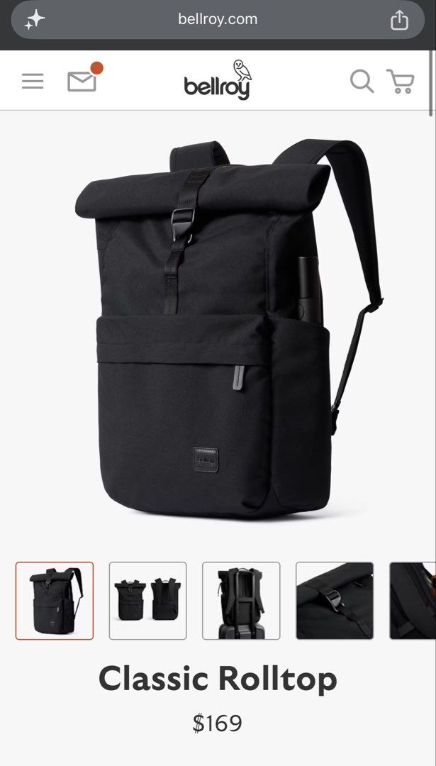 Bellroy Classic Rolltop (Category: Backpacks) located in Manila. Submitted by leftshark_deer (Listing ID 1461168579, Image 1). Description: Original price $169. Free shipping via J&T. If you want it delivered same day, youll shoulder the lalamove. Item loc is Rodriguez, Rizal. Im sorry yan lang ang pictures, di ko na po ilalabas ulit yung item kasi nakaplastic na po ito. 😊 Brand new po yan. .