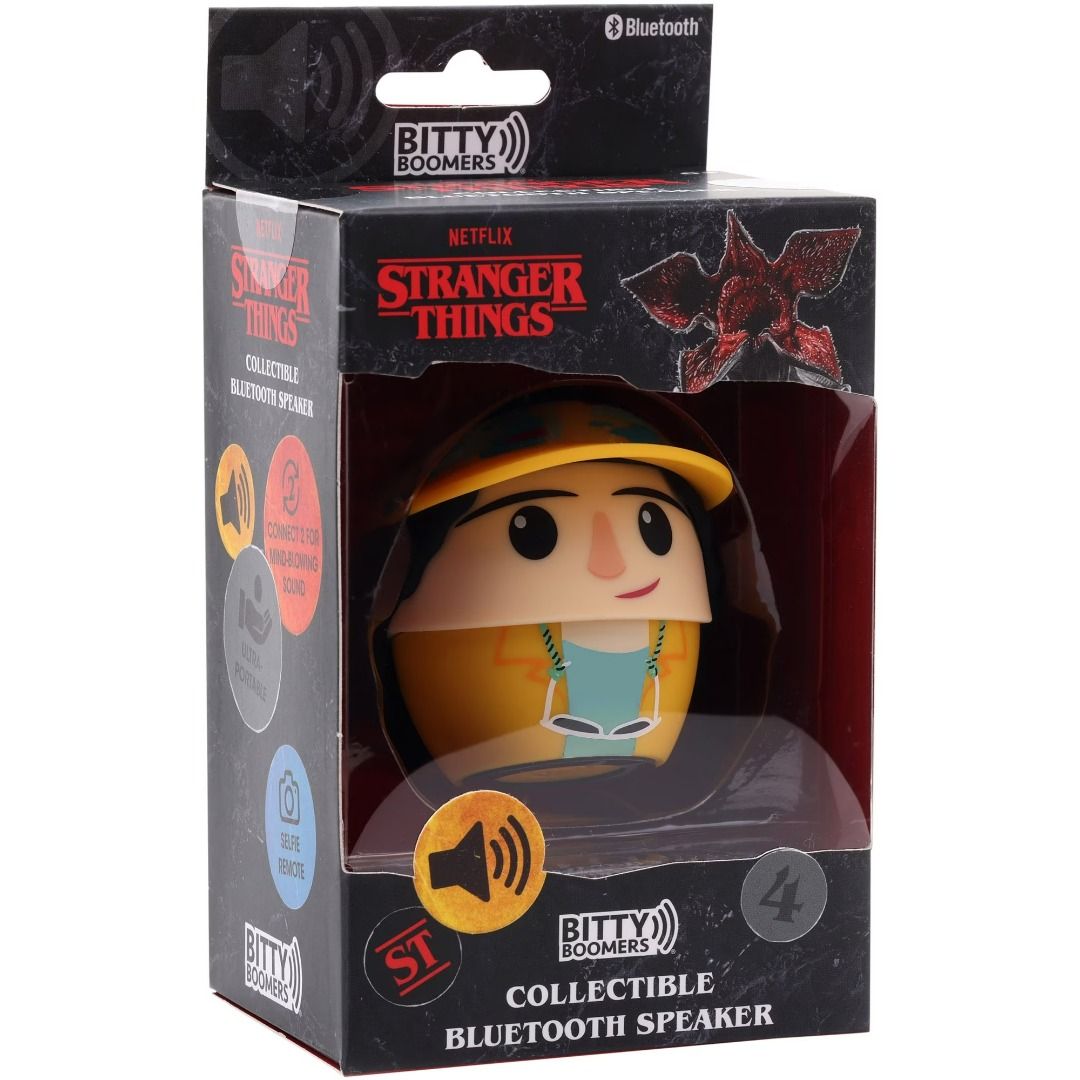 Bitty Boomers Stranger Things Mike Mini Bluetooth Speaker- Makes A Great Stocking Stuffer (Category: Soundbars, Speakers & Amplifiers) located in Taguig. Submitted by realmshop (Listing ID 1461171323, Image 1). Description: Key item features Imported Measures approx. 2" tall Officially licensed Brand: Bitty Boomers Up to 4 hours of music play on a single charge Sync two speakers together for extra boom Connects to any Bluetooth-enabled device Lal