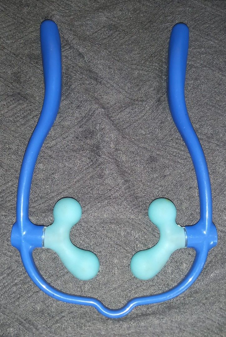 Blue Neck and Shoulder Massager with Dual Rollers (Category: Massage Devices) located in Cagayan de Oro. Submitted by edwardryan01984 (Listing ID 1461116261, Image 2). Description: - Blue neck and shoulder massager - Light blue massage balls target pressure points - Relieves muscle tension effectively - Simple to use: just place around your neck and move - Ideal for use at home or on the go.
