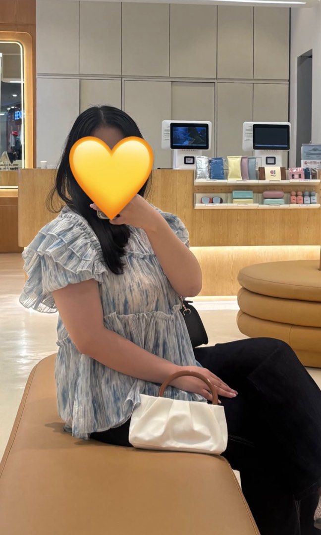 Blue Tiered Ruffle-Sleeve Blouse (Category: Blouses) located in Magalang. Submitted by mvenetri (Listing ID 1461261175, Image 1). Description: - Blue Tiered Ruffle-Sleeve Blouse - Size S, but fits S and M girlies - Used once, giving rich tita vibes.
