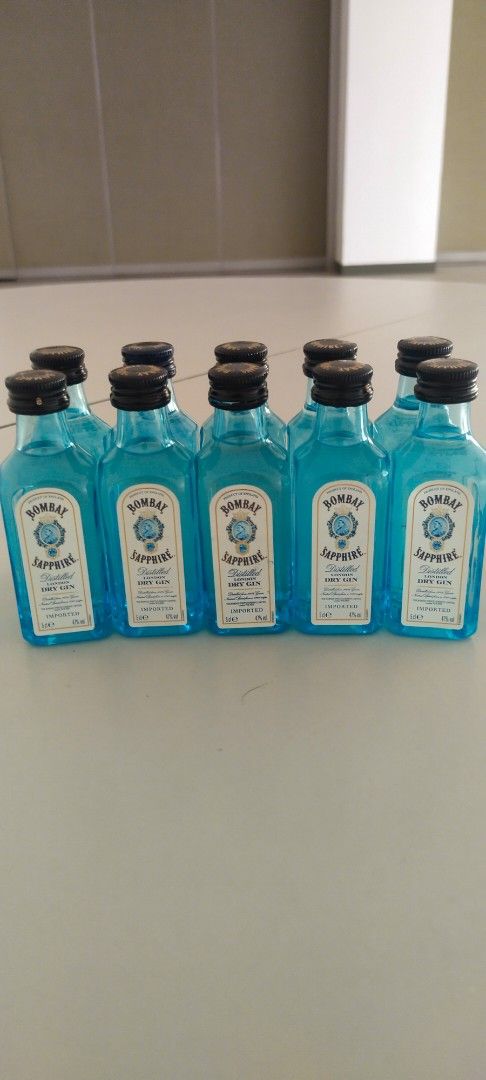 Bombay Sapphire Dry Gin Miniature Bottles (Category: Vintage Collectibles) located in Manila. Submitted by yorkie112643153 (Listing ID 1461152205, Image 3). Description: 700 ALL IN 9pcs - Set of Bombay Sapphire Dry Gin miniature bottles - Perfect for collectors or as a unique gift - Contains premium dry gin - Great for sampling the classic taste.