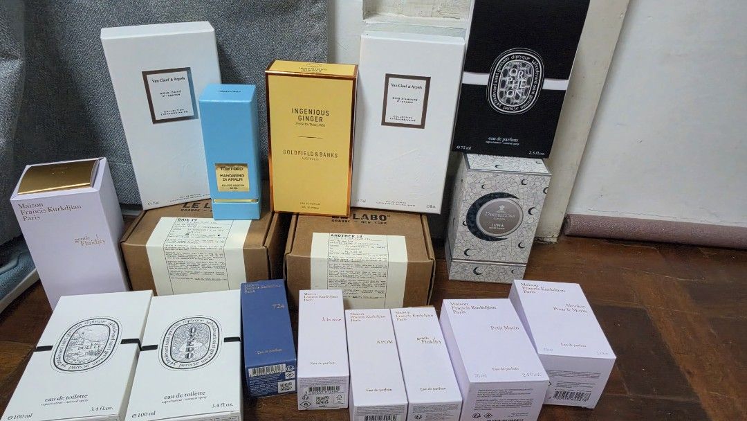 BOXES only - Niche perfumes TAKE ALL (Category: Fragrance & Deodorants) located in Paranaque City. Submitted by karenmn (Listing ID 1461259447, Image 1). Description: Take all empty boxes from various houses Tom Ford Diptyque Vam Cleef & Arpels Maison Francis Kurkdjian Goldfield and Banks Penhaligons Asking Php 500 Shipping c/o buyer from Paranaque MOP GCASH BPI.