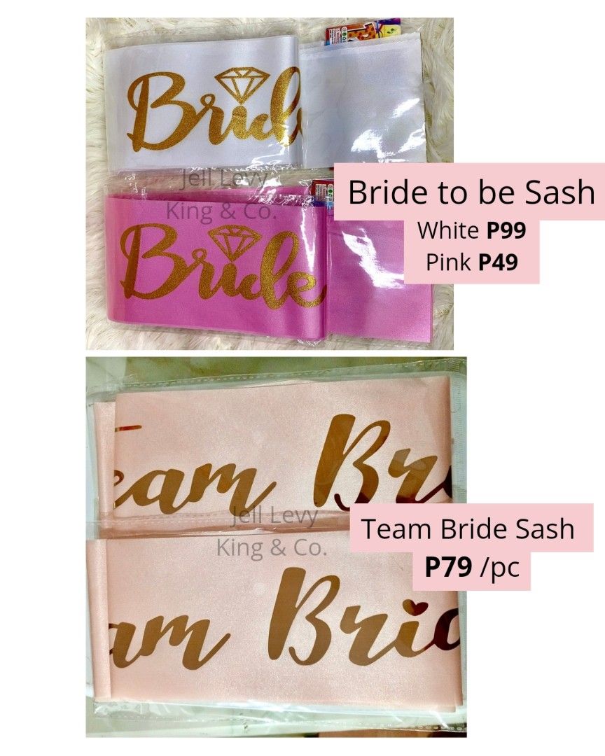 Bride to be Sash | Team Bride Sash (Category: Occasions & Party Supplies) located in Quezon City. Submitted by kingcopartysupplies (Listing ID 1461237211, Image 2). Description: Team Bride Sash | Bride to Be Sash ✅ SAME DAY DELIVERY ✅ RUSH ORDER Team Bride Sash - P79 Bride to be Sash (White) P99 Bride to be Sash (Pink) P49 ‼️ALL AVAILABLE ONHAND‼️ - Bride to be party set - Groom & Bride to Be Foil Balloons - Bride to be foil Balloons - Team Bride