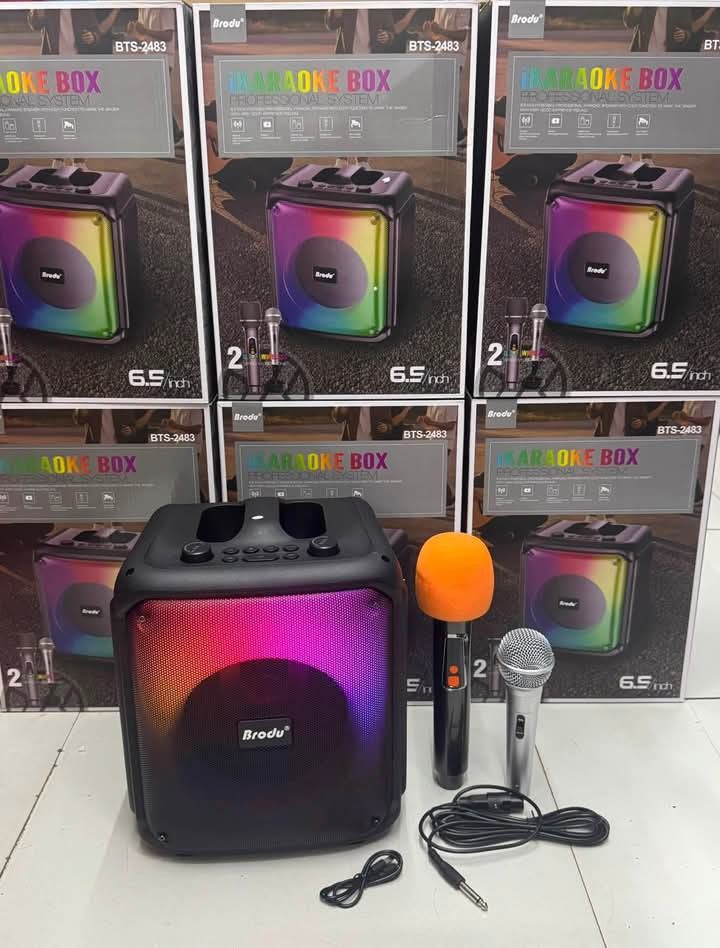 Brody BTS-2483 6.5" Bluetooth Karaoke Speaker with Wireless Mic (Category: Soundbars, Speakers & Amplifiers) located in Manila. Submitted by iliasjen3082126 (Listing ID 1461199741, Image 2). Description: - Portable Karaoke Speaker with Bluetooth - RGB Lighting for party vibes - USB & TF Card Playback - TWS (True Wireless Stereo) function - Professional Karaoke Features - 6.5-inch Speaker Size - Long-lasting 3600mAh Battery - Includes 1 Wireless M