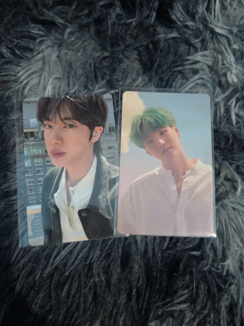 BTS Jin and Suga Photocards (Category: K-Wave Merchandise) located in Santa Maria. Submitted by crystaltintin94 (Listing ID 1461116435, Image 1). Description: selling as set only.