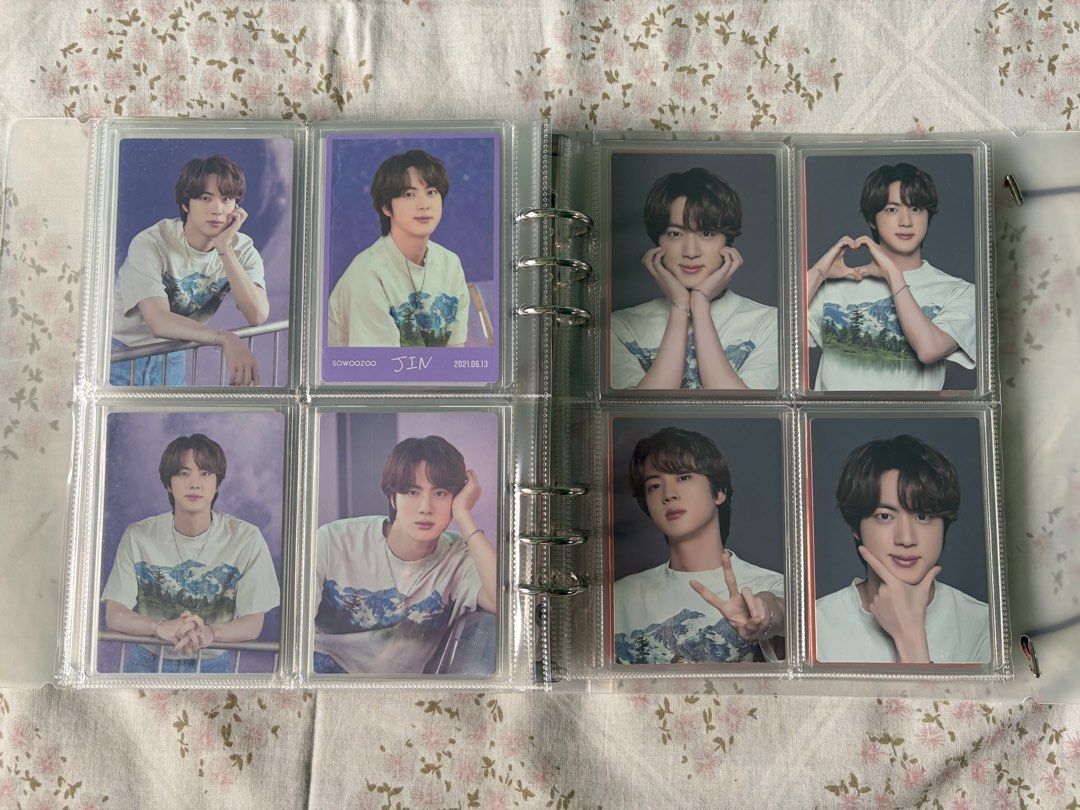 BTS Jin Mini Photocards Set - Sowoozoo (Category: K-Wave Merchandise) located in Muntinlupa City. Submitted by glossrunch (Listing ID 1461115676, Image 1). Description: P500 + lsf *set includes special card *all stored in sleeves and toploader rfs: decluttering GCash / BPI J&T 🏷️ bts rm namjoon jin suga jhope jimin v jungkook arirang.