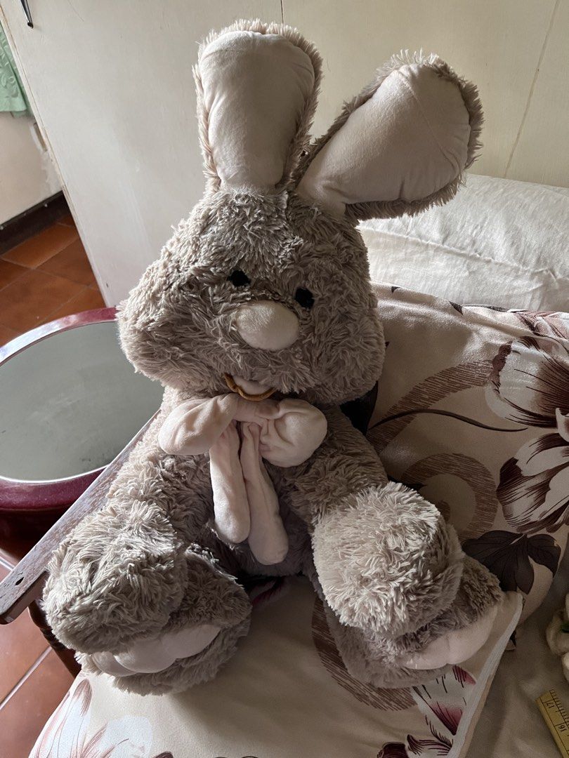 Bunny grey with pink ribbon BIG (Category: Plushies & Soft Toys) located in Paranaque City. Submitted by bonsaiart (Listing ID 1461229279, Image 1). Description: Pre owned Good condition Bulky Huggable 950+sf No to cod/ cop/meetup No breaking of bundle or set Payment via gcash or Paymaya Shipping via j&t.