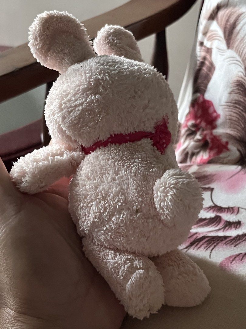 Bunny pink w pink scarf plush (Category: Plushies & Soft Toys) located in Paranaque City. Submitted by bonsaiart (Listing ID 1461214699, Image 3). Description: Pre owned Good condition 100(fixed) +sf Payment via GCASH or paymaya No to meetup No to cop / cod Shipping via j&t only.