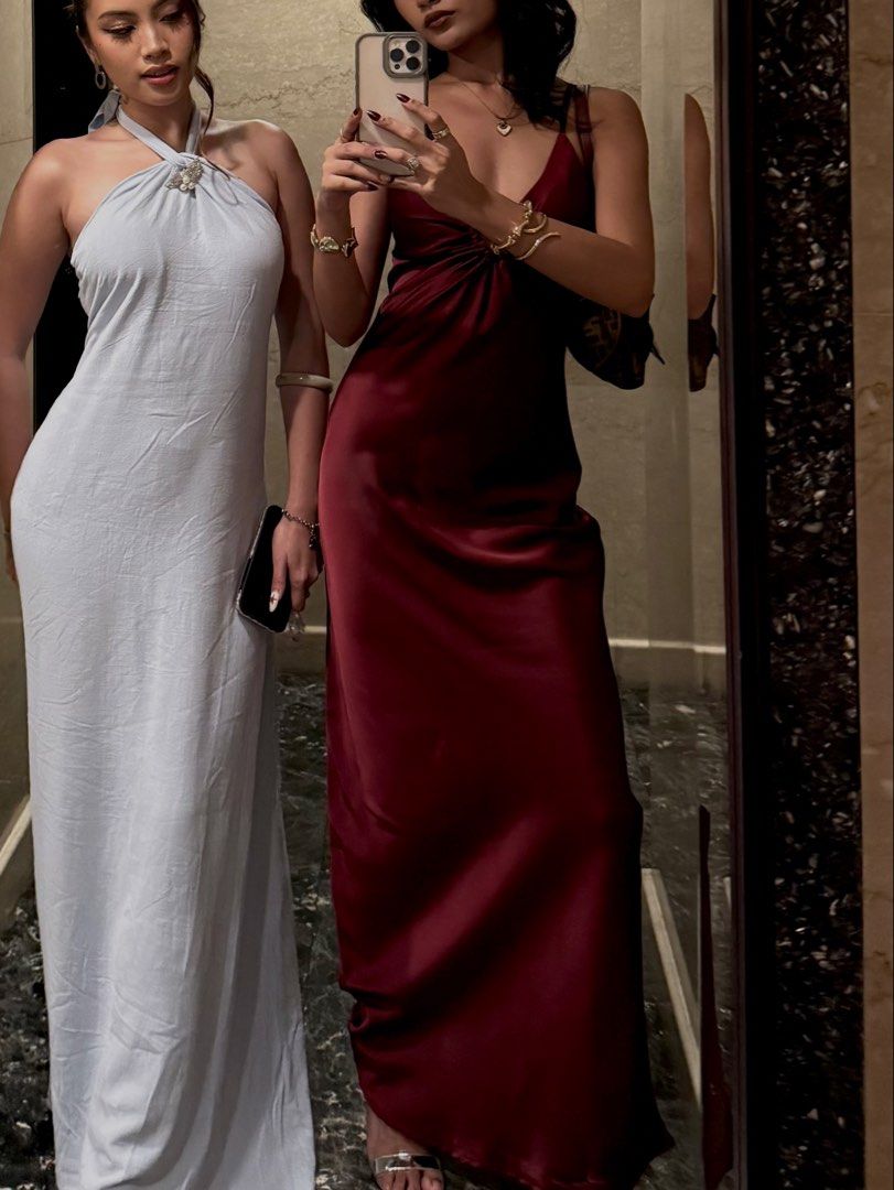 Burgundy Satin Dress (Category: Evening dresses & gowns) located in Antipolo. Submitted by lia.biz (Listing ID 1461251567, Image 3). Description: - used once .